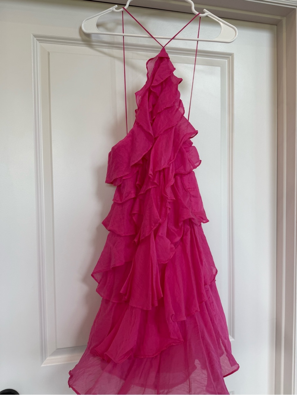 Amanda Uprichard Hot Pink Ruffle Mini Dress
